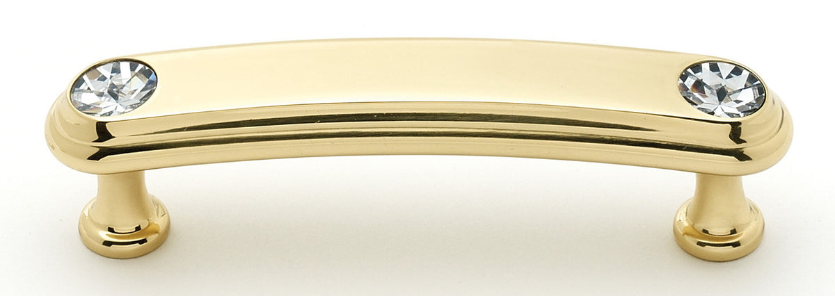 Alno C211-3-PB: 3" cc Swarovski Crystal Arch Bar Cabinet Pull - Polished Brass
