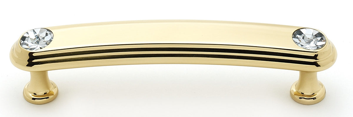 Alno C211-35-PB: 3-1/2" cc Swarovski Crystal Arch Bar Cabinet Pull - Polished Brass