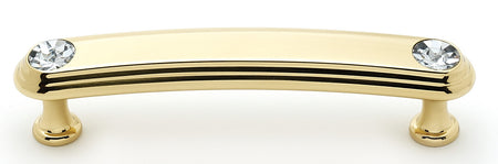 Alno C211-35-PB: 3-1/2" cc Swarovski Crystal Arch Bar Cabinet Pull - Polished Brass