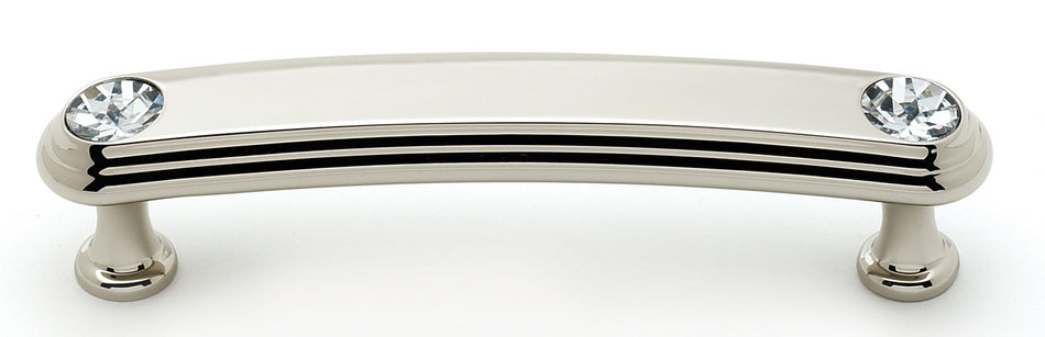 Alno C211-35-PN: 3-1/2" cc Swarovski Crystal Arch Bar Cabinet Pull - Polished Nickel