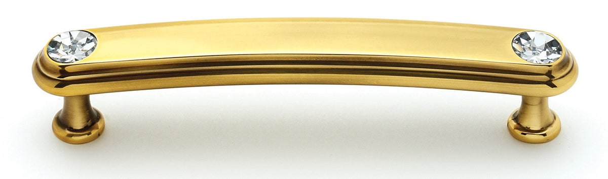 Alno C211-4-PA: 4" cc Swarovski Crystal Arch Bar Cabinet Pull - Polished Antique