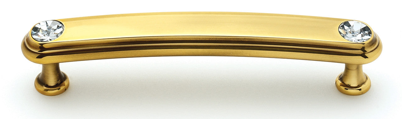 Alno C211-4-PA: 4" cc Swarovski Crystal Arch Bar Cabinet Pull - Polished Antique
