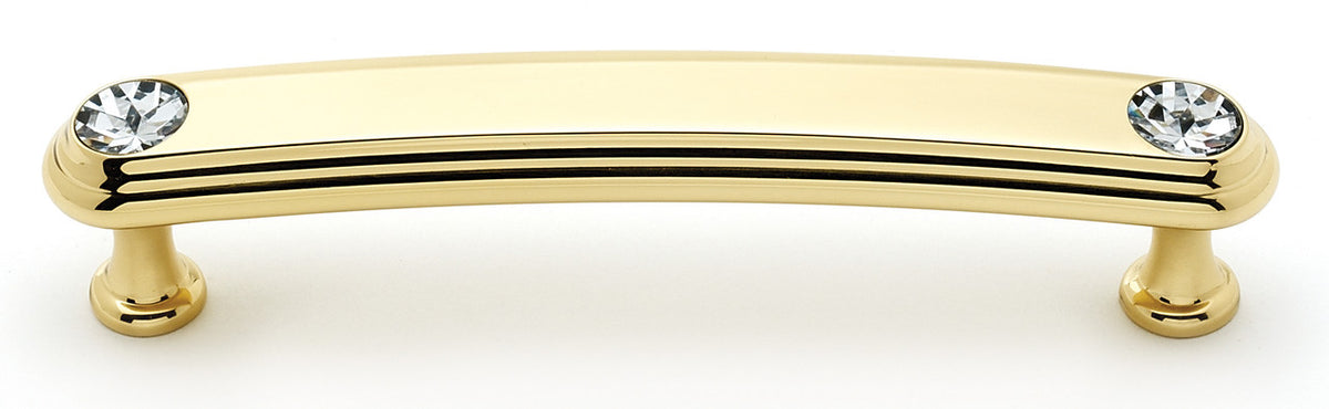 Alno C211-4-PB: 4" cc Swarovski Crystal Arch Bar Cabinet Pull - Polished Brass