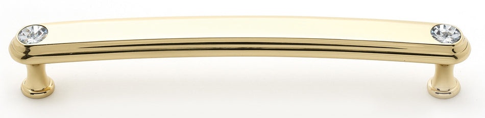 Alno C211-6-PB: 6" cc Swarovski Crystal Arch Bar Cabinet Pull - Polished Brass