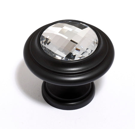 Alno C211-CLR/BRZ: 1-1/4" Swarovski Crystal Round Cabinet Knob - Bronze