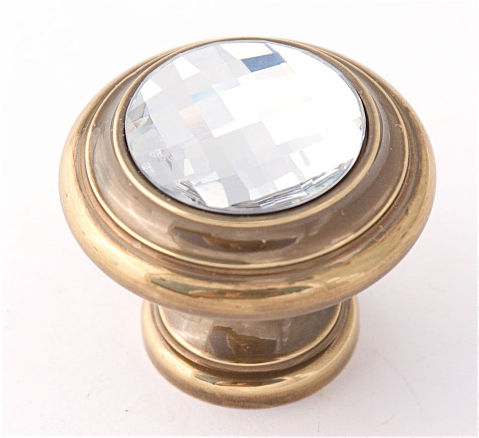 Alno C211-CLR/PA: 1-1/4" Swarovski Crystal Round Cabinet Knob - Polished Antique