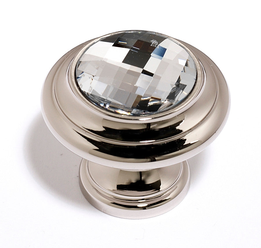 Alno C211-CLR/PN: 1-1/4" Swarovski Crystal Round Cabinet Knob - Polished Nickel