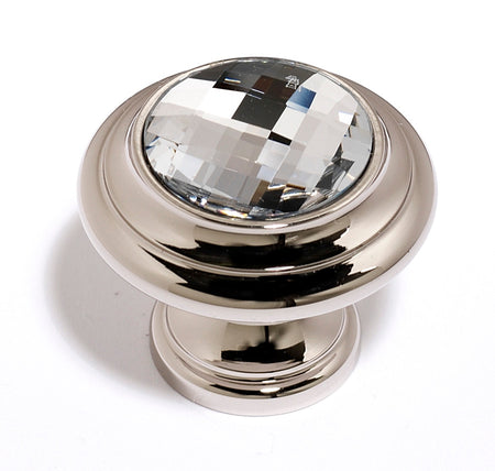 Alno C211-CLR/PN: 1-1/4" Swarovski Crystal Round Cabinet Knob - Polished Nickel