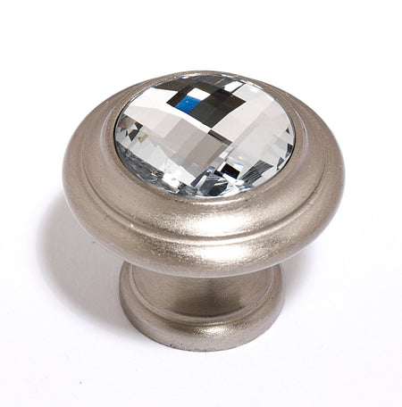 Alno C211-CLR/SN: 1-1/4" Swarovski Crystal Round Cabinet Knob - Satin Nickel