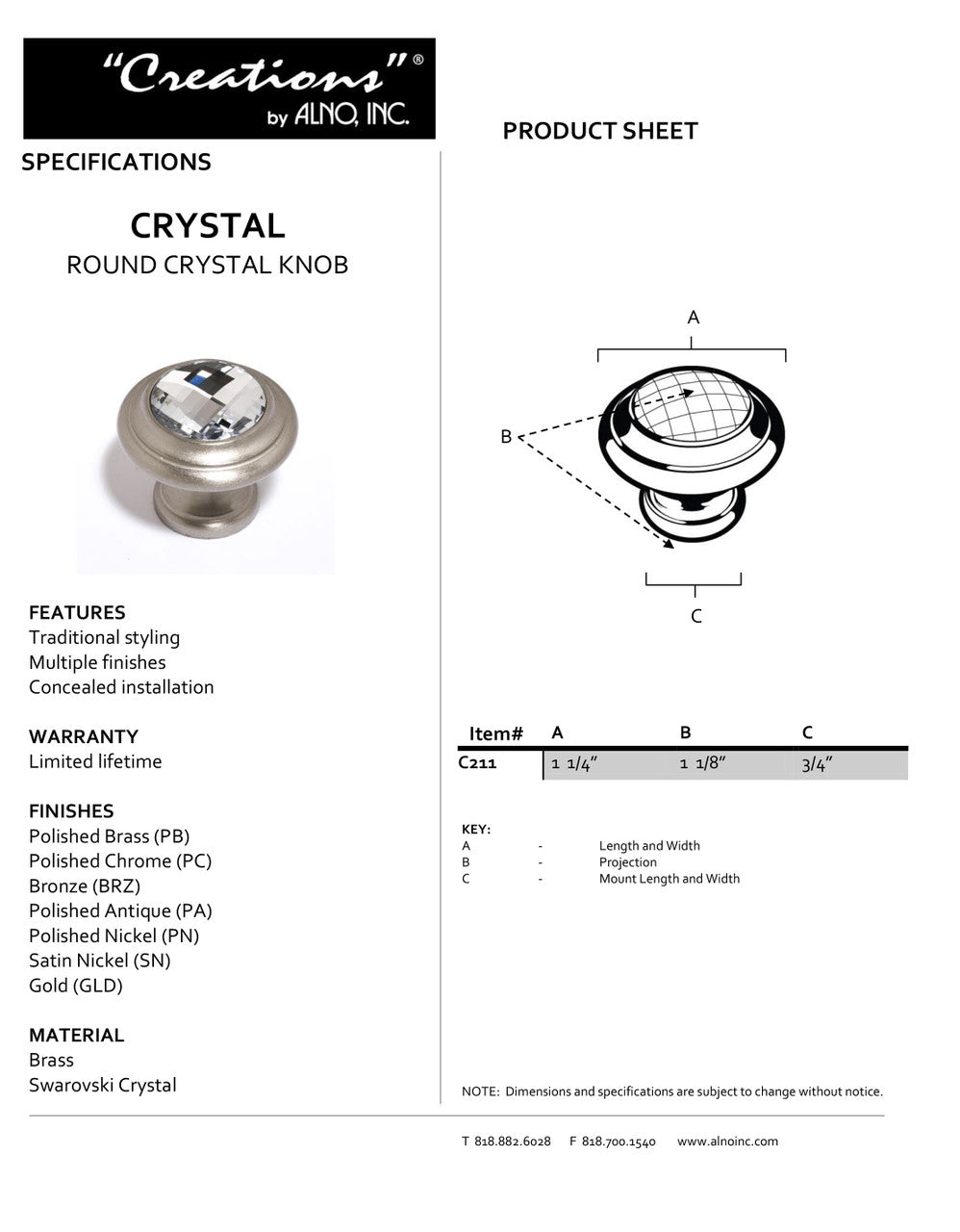Specificaton Sheet