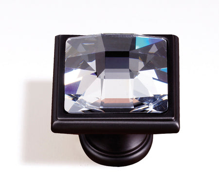 Alno C212-CLR/BRZ: 1-1/4" Swarovski Crystal Square Cabinet Knob - Bronze