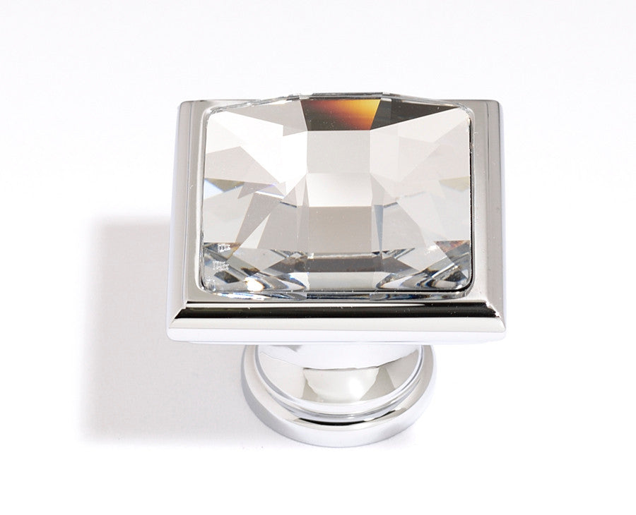 Alno C212-CLR/PC: 1-1/4" Swarovski Crystal Square Cabinet Knob - Polished Chrome