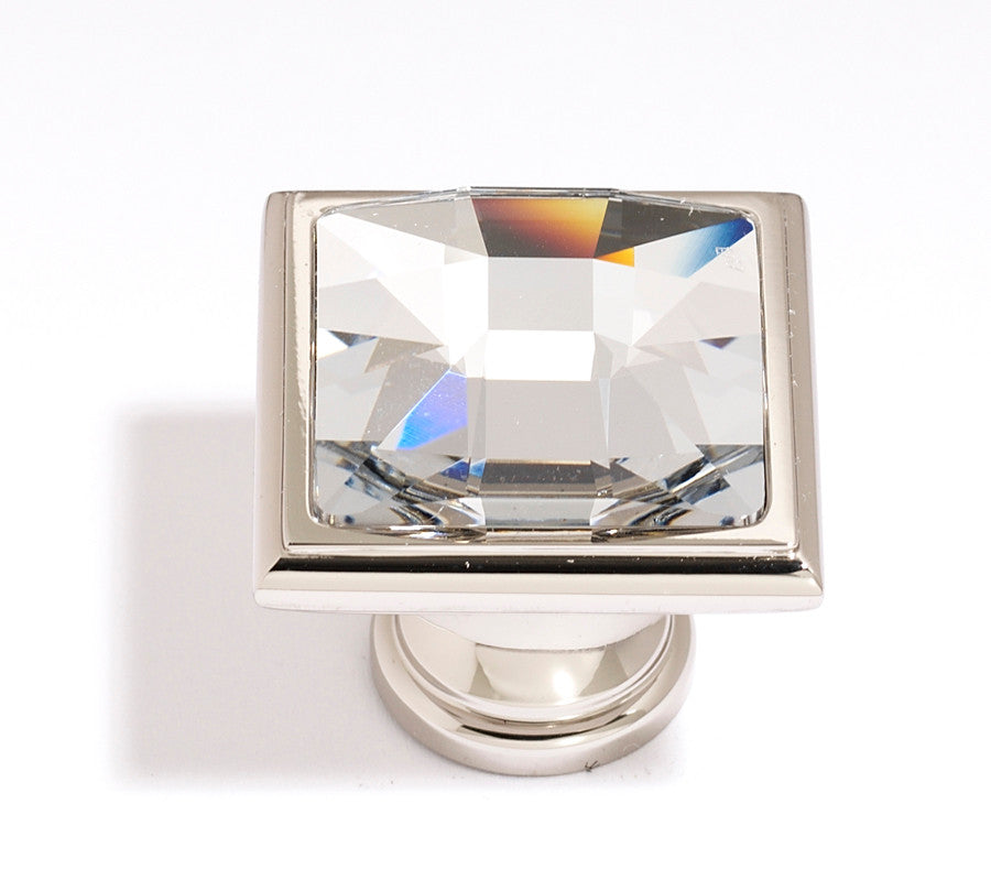Alno C212-CLR/PN: 1-1/4" Swarovski Crystal Square Cabinet Knob - Polished Nickel