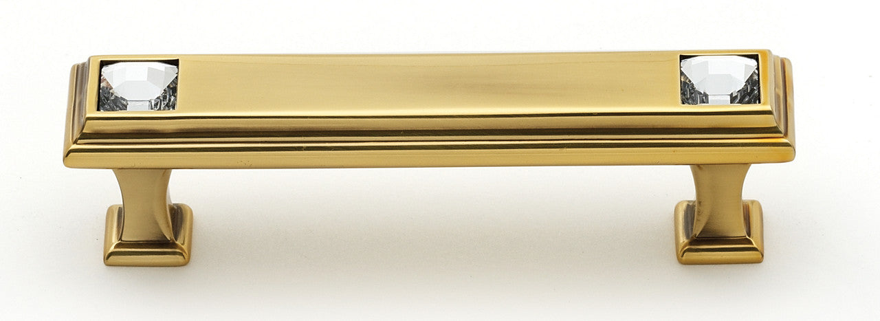 Alno C213-3-PA: 3" cc Swarovski Crystal Cabinet Pull - Polished Antique