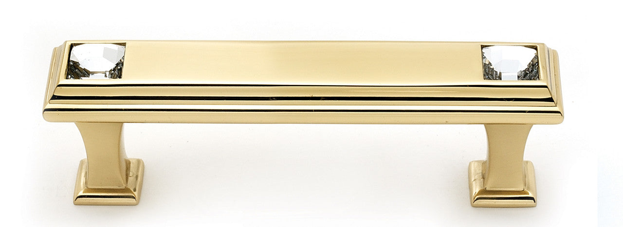 Alno C213-3-PB: 3" cc Swarovski Crystal Cabinet Pull - Polished Brass