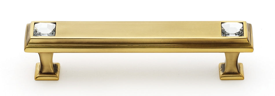 Alno C213-35-PA: 3-1/2" cc Swarovski Crystal Cabinet Pull - Polished Antique
