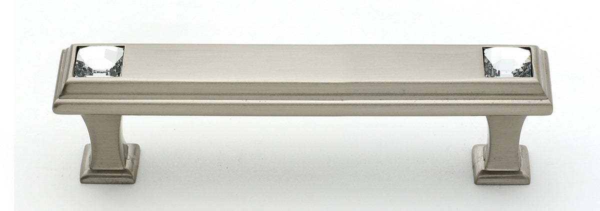 Alno C213-35-SN: 3-1/2" cc Swarovski Crystal Cabinet Pull - Satin Nickel