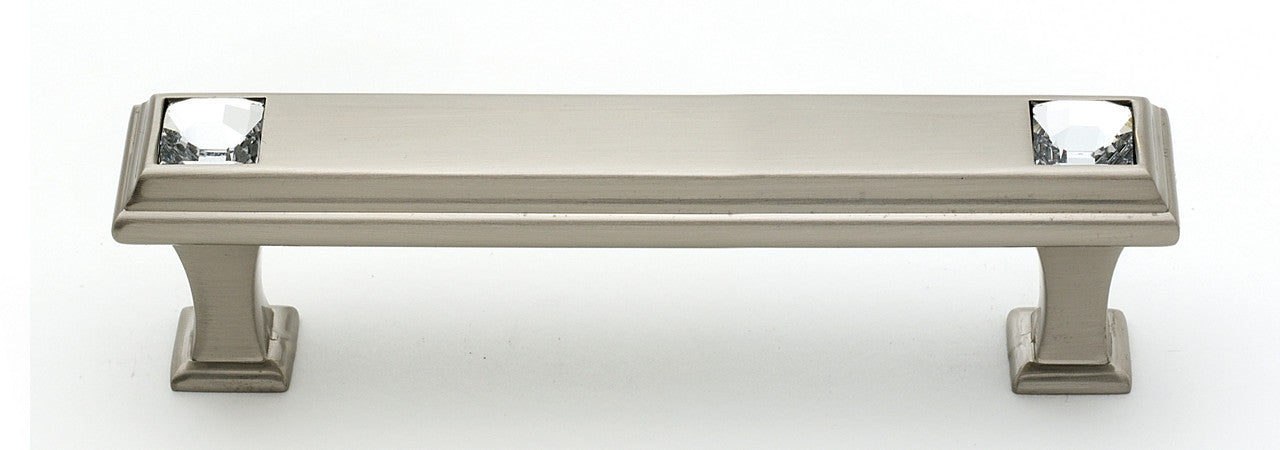 Alno C213-35-SN: 3-1/2" cc Swarovski Crystal Cabinet Pull - Satin Nickel