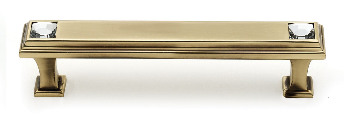 Alno C213-4-PA: 4" cc Swarovski Crystal Cabinet Pull - Polished Antique