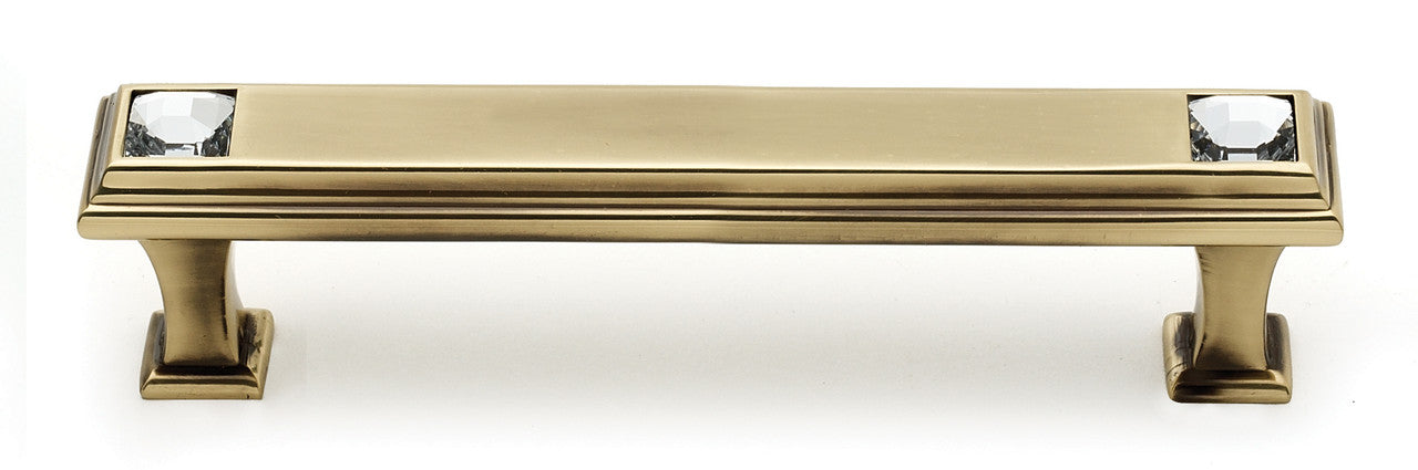 Alno C213-4-PA: 4" cc Swarovski Crystal Cabinet Pull - Polished Antique