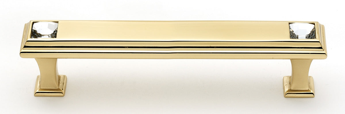 Alno C213-4-PB: 4" cc Swarovski Crystal Cabinet Pull - Polished Brass