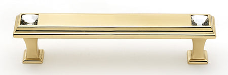 Alno C213-4-PB: 4" cc Swarovski Crystal Cabinet Pull - Polished Brass