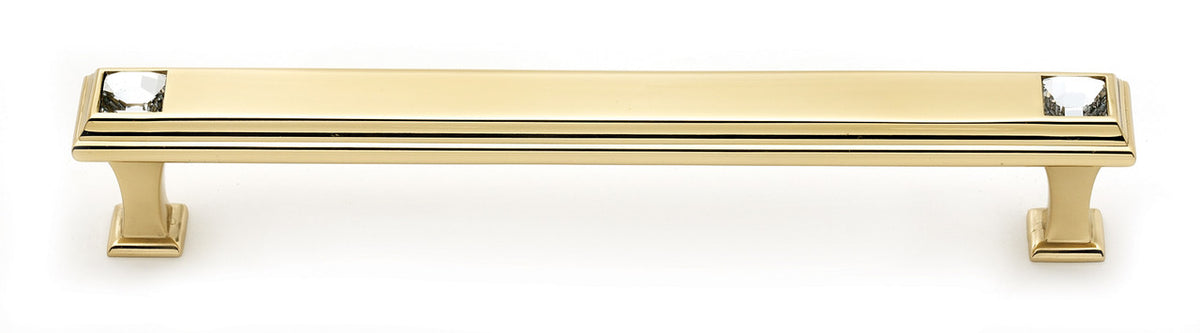 Alno C213-6-PB: 6" cc Swarovski Crystal Cabinet Pull - Polished Brass