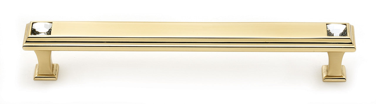 Alno C213-6-PB: 6" cc Swarovski Crystal Cabinet Pull - Polished Brass