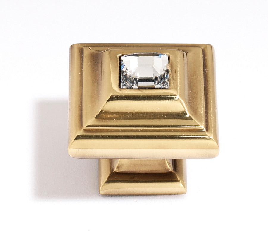Alno C213-CLR/PA: 1-1/4" Swarovski Crystal Cabinet Knob - Polished Antique