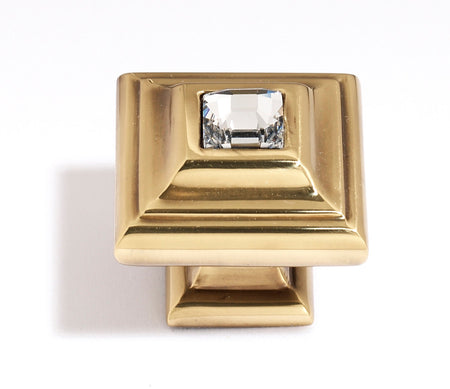 Alno C213-CLR/PA: 1-1/4" Swarovski Crystal Cabinet Knob - Polished Antique