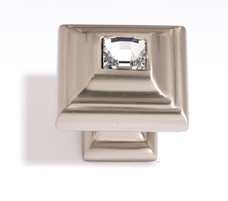 Alno C213-CLR/SN: 1-1/4" Swarovski Crystal Cabinet Knob - Satin Nickel
