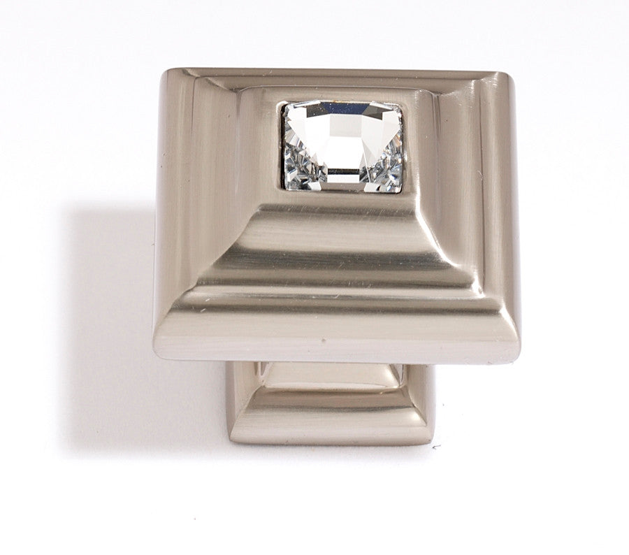 Alno C213-CLR/SN: 1-1/4" Swarovski Crystal Cabinet Knob - Satin Nickel