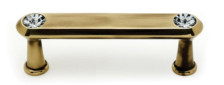 Alno C214-3-PA: 3" cc Swarovski Crystal Flat Bar Cabinet Pull - Polished Antique