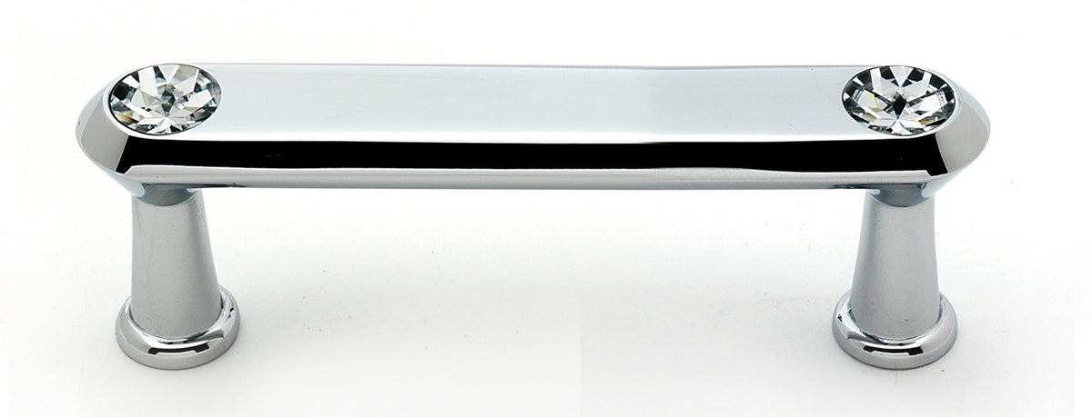 Alno C214-3-PC: 3" cc Swarovski Crystal Flat Bar Cabinet Pull - Polished Chrome