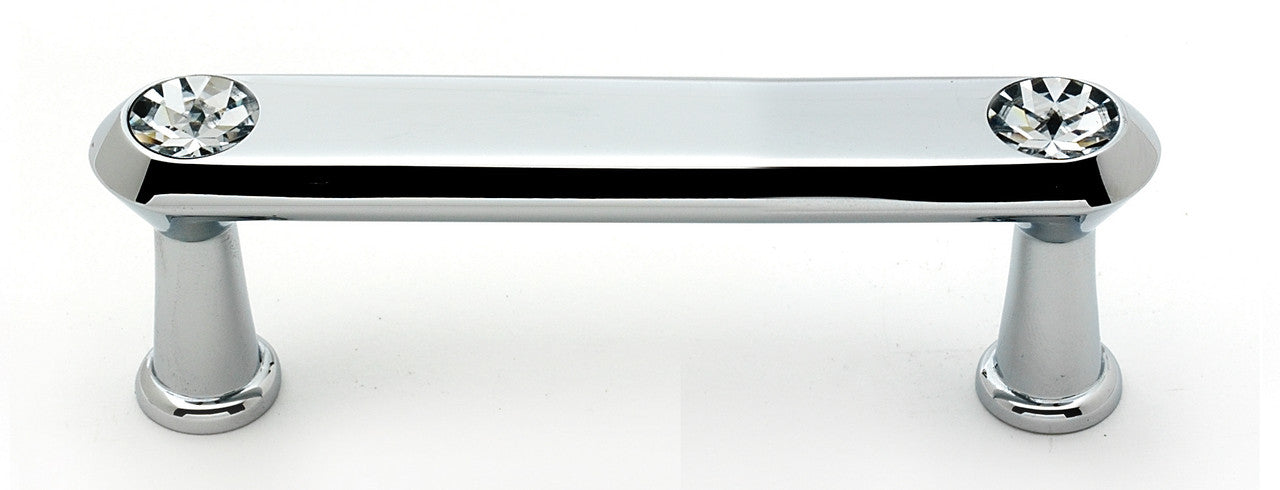 Alno C214-3-PC: 3" cc Swarovski Crystal Flat Bar Cabinet Pull - Polished Chrome