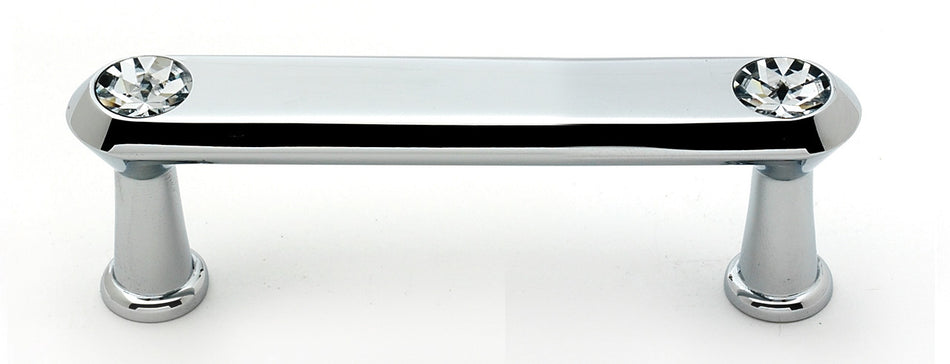 Alno C214-3-PC: 3" cc Swarovski Crystal Flat Bar Cabinet Pull - Polished Chrome