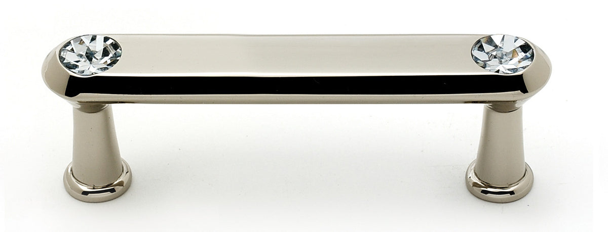 Alno C214-3-PN: 3" cc Swarovski Crystal Flat Bar Cabinet Pull - Polished Nickel