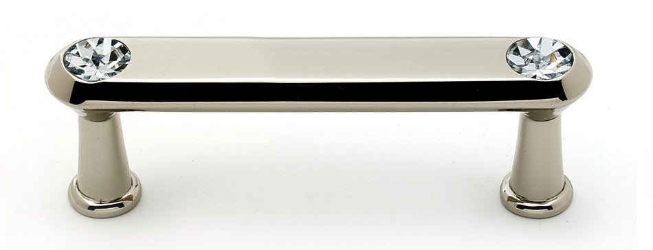 Alno C214-3-PN: 3" cc Swarovski Crystal Flat Bar Cabinet Pull - Polished Nickel