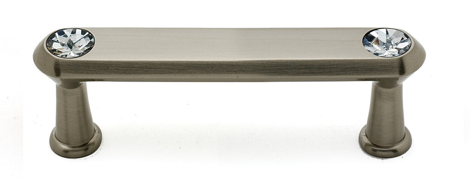 Alno C214-3-SN: 3" cc Swarovski Crystal Flat Bar Cabinet Pull - Satin Nickel
