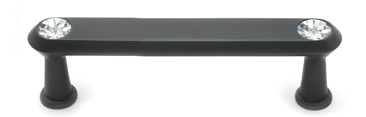 Alno C214-35-BRZ: 3-1/2" cc Swarovski Crystal Flat Bar Cabinet Pull - Bronze