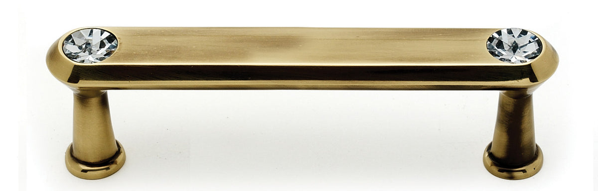 Alno C214-35-PA: 3 1/2 in cc Swarovski Crystal Flat Bar Cabinet Pull - Polished Antique