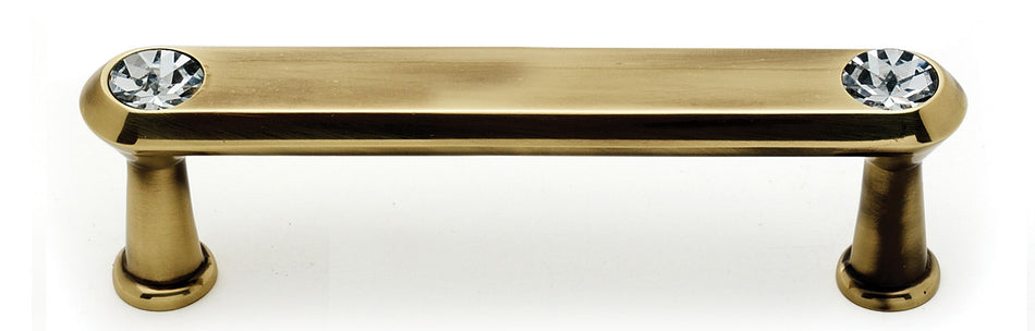 Alno C214-35-PA: 3 1/2 in cc Swarovski Crystal Flat Bar Cabinet Pull - Polished Antique
