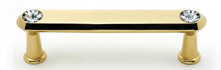 Alno C214-35-PB: 3-1/2" cc Swarovski Crystal Flat Bar Cabinet Pull - Polished Brass