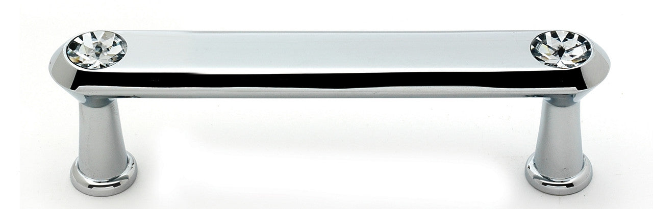 Alno C214-35-PC: 3 1/2 in cc Swarovski Crystal Flat Bar Cabinet Pull - Polished Chrome