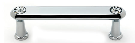 Alno C214-35-PC: 3 1/2 in cc Swarovski Crystal Flat Bar Cabinet Pull - Polished Chrome