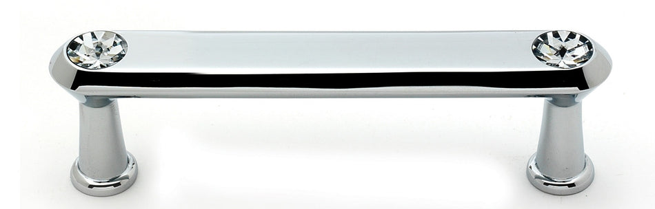Alno C214-35-PC: 3 1/2 in cc Swarovski Crystal Flat Bar Cabinet Pull - Polished Chrome