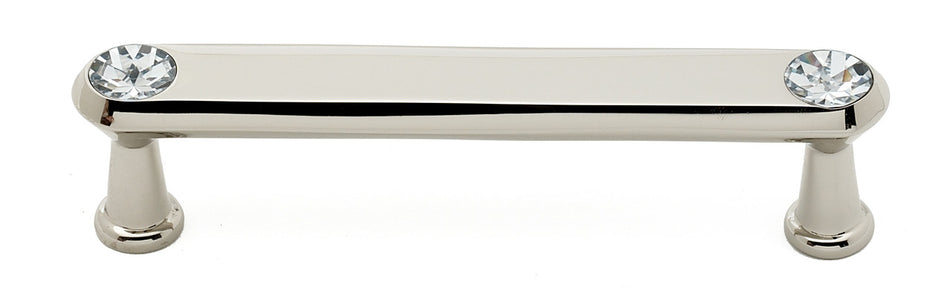 Alno C214-35-PN: 3 1/2 in cc Swarovski Crystal Flat Bar Cabinet Pull - Polished Nickel