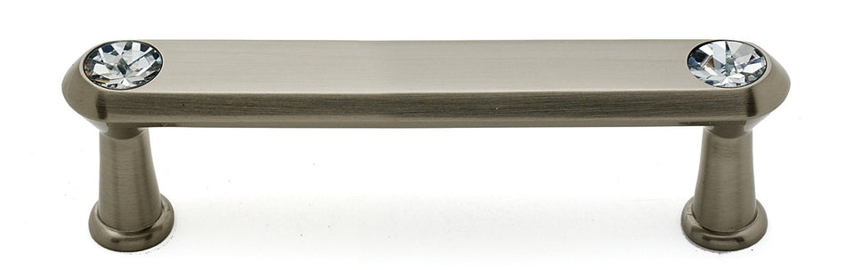 Alno C214-35-SN: 3-1/2" cc Swarovski Crystal Flat Bar Cabinet Pull - Satin Nickel