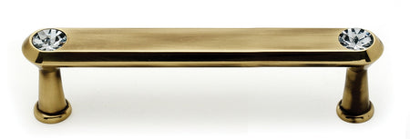 Alno C214-4-PA: 4" cc Swarovski Crystal Flat Bar Cabinet Pull - Polished Antique