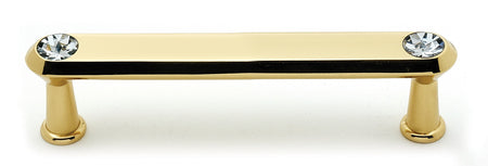 Alno C214-4-PB: 4" cc Swarovski Crystal Flat Bar Cabinet Pull - Polished Brass